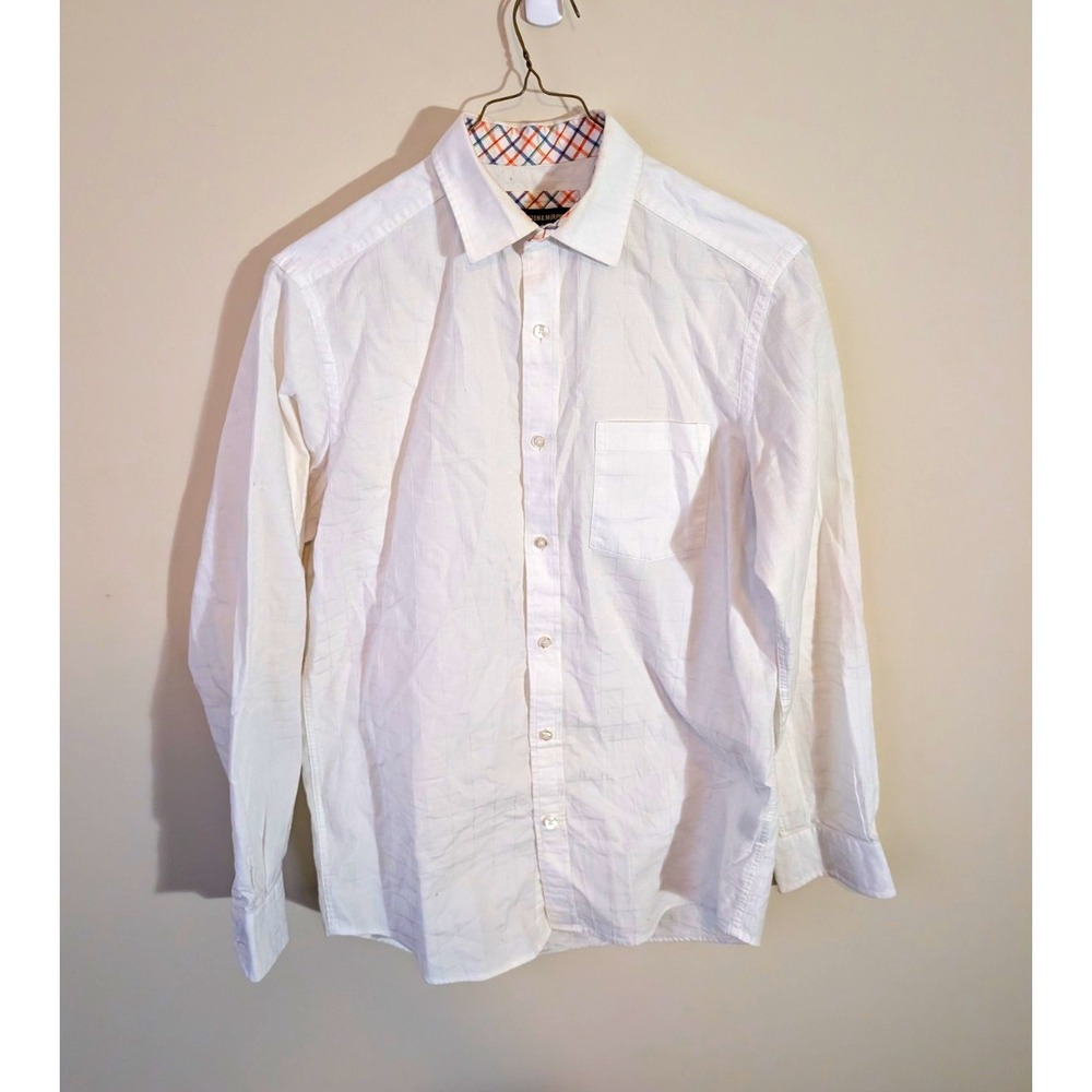 Johnston & Murphy Dress Shirt Men's M White Long Sleeve Cotton Easy Care Point